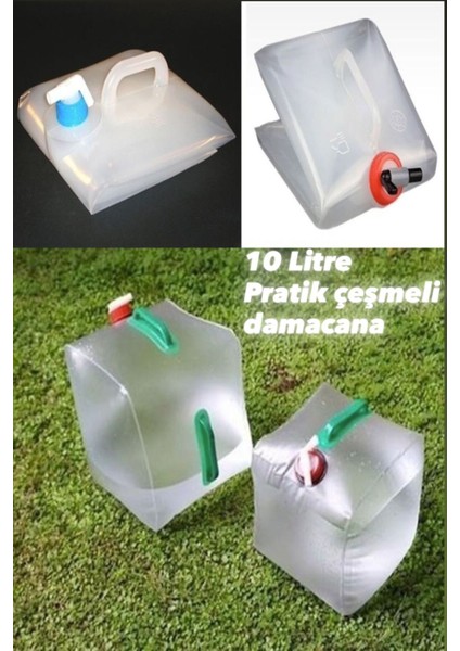 Pratik Katlanabilir Musluklu Çeşmeli Damacana Su Bidonu 10 Litre Piknik