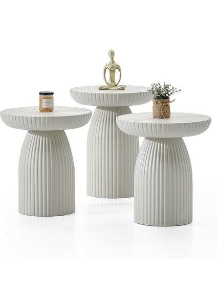 Bohem Sehpa, Diamond 3'lü Set, Yan Sehpa, Zigon Sehpa - Kumtaşı & Traverten Renk fırsatları