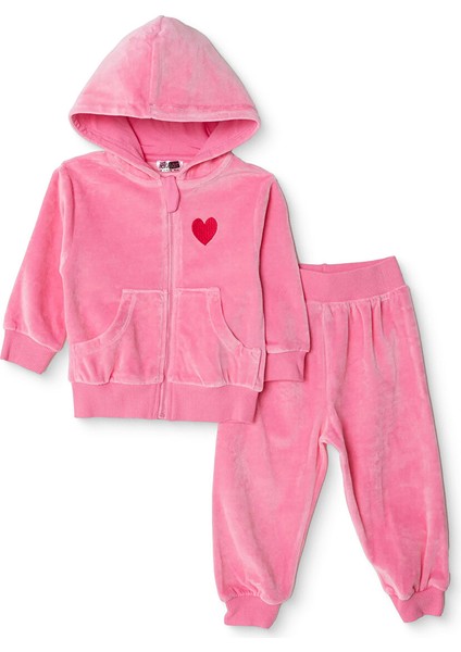 Kız Bebek Eşofman Takımı Iki Iplik Kapüşonlu Yaka Uzun Kol Lastikli Paça