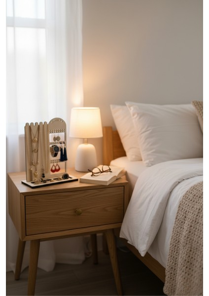 Ahşap Takı Organizer Standı Kolye Küpe Yüzük Bileklik Düzenleyici Modern Makyaj Masası Takı Kutusu fiyatları