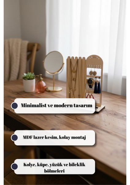 Ahşap Takı Organizer Standı Kolye Küpe Yüzük Bileklik Düzenleyici Modern Makyaj Masası Takı Kutusu indirimleri