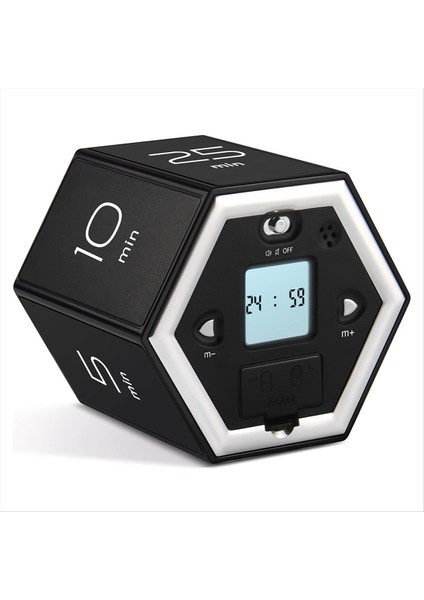 Sessiz ve Alarm Fonksiyonu ile Altıgen Flip Zamanlayıcı - Mutfak Zamanlayıcı Kullanımı Kolay - Zaman Yönetimi Pomodoro Çocuklar Için Siyah (Yurt Dışından)