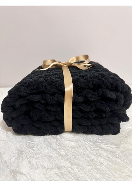 El Örgüsü Alize Puffy Siyah Hasır Desen Tv Battaniyesi modelleri