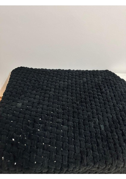 El Örgüsü Alize Puffy Siyah Hasır Desen Tv Battaniyesi