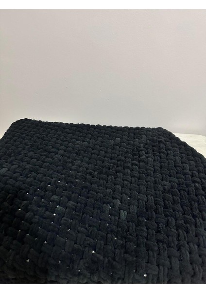 El Örgüsü Alize Puffy Siyah Hasır Desen Tv Battaniyesi