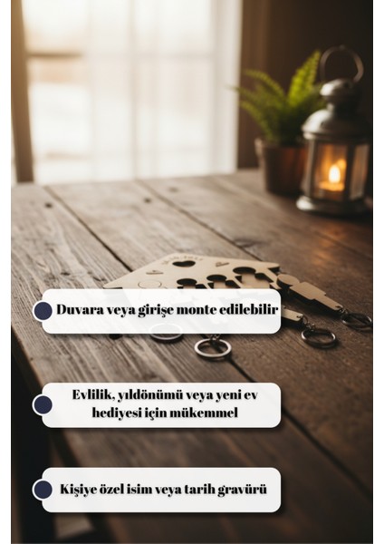 Kişiye Özel Isim ve Tarih Yazılı Ahşap Aile Anahtarlık Panosu Duvar Tipi Giriş Organizer indirimleri