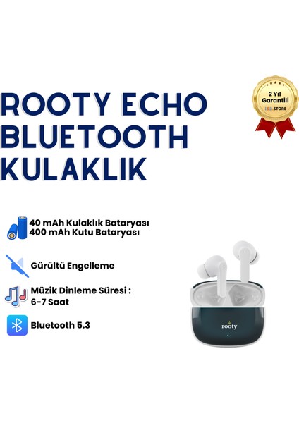 Echo Kulak içi Surround IPX7 Extra Bass Üstün Mikrofonlu TWS Apple / Android Bluetooth Kulaklık