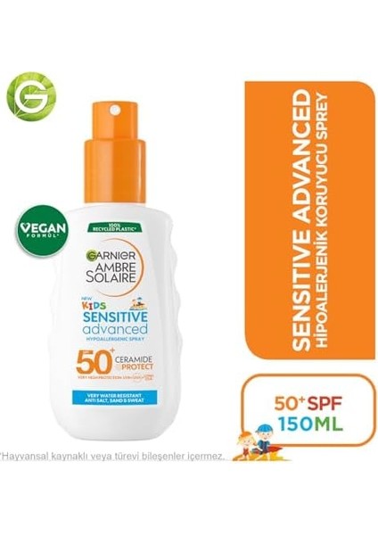 Garnier Ambre Solaire Sensitive Advanced Çocuk Hipoalerjenik Güneş Koruyucu Sprey SPF50+ 150ML modelleri