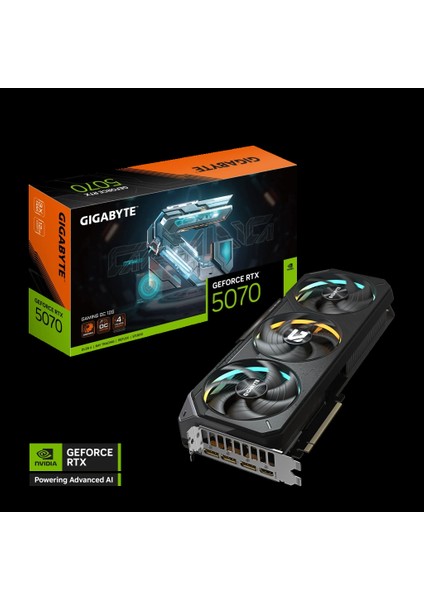Gıgabyte GV-N5070GAMING OC-12GD, RTX5070, Gamıng Oc, 12GB, Gddr7, 192BIT, 3 Fanlı, 1xhdmı, 3xdp, Rgb Gamıng Ekran Kartı
