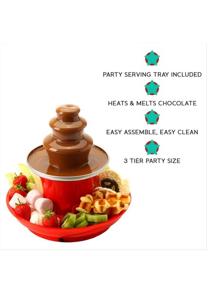 Servis Tepsisi Dahil Çikolata Çeşmesi Mini Fondü Seti, Sıcak Eritme Kabı Tabanı ile Elektrikli 3 Katmanlı Makine.eu Fiş (Yurt Dışından) fiyatları