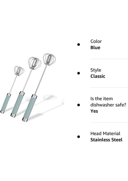 Paslanmaz Çelik Yarı Otomatik Yumurta Çırpma - 3pcs El Push Döner Çırpma Blender (Mavi) (Yurt Dışından) indirimleri