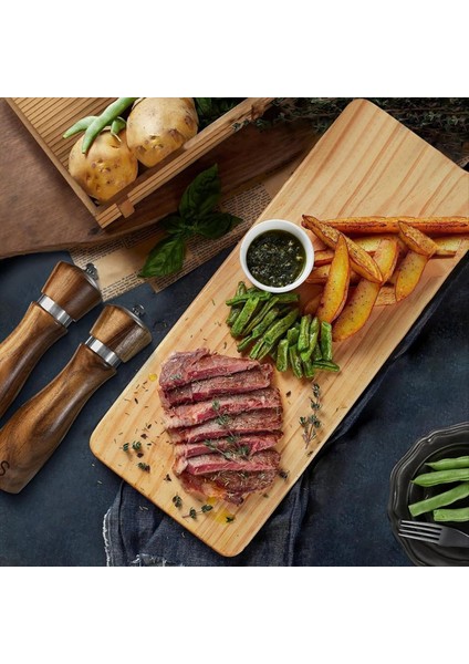 Ahşap Tuz ve Karabiber Öğütücü Seti Biber Öğütücü Kılavuzu, Ayarlanabilir Kaba, Tuz ve Karabiber Tepsisi, Kaşık (Yurt Dışından)