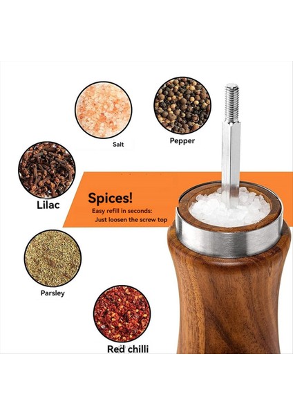 Ahşap Tuz ve Karabiber Öğütücü Seti Biber Öğütücü Kılavuzu, Ayarlanabilir Kaba, Tuz ve Karabiber Tepsisi, Kaşık (Yurt Dışından) fırsatları