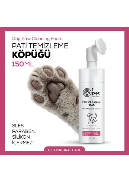 Kedi Köpek Pati Temizleme Köpüğü – Fırçalı Pati Temizleyici, Hızlı Temizlik, Hijyenik Bakım