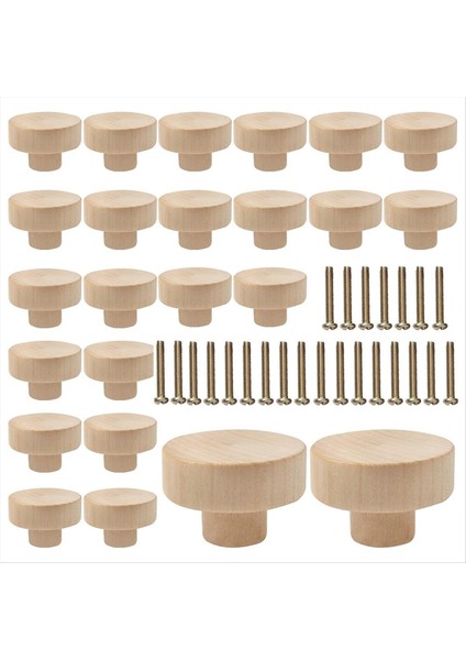 Yuvarlak Ahşap Çekmece Düğmeleri Ahşap Dolap Mobilya Çekmecesi Çekmeceler, Çekmeceli Gardırop Şifoniyer Için Uygun (24 Adet) (Yurt Dışından)