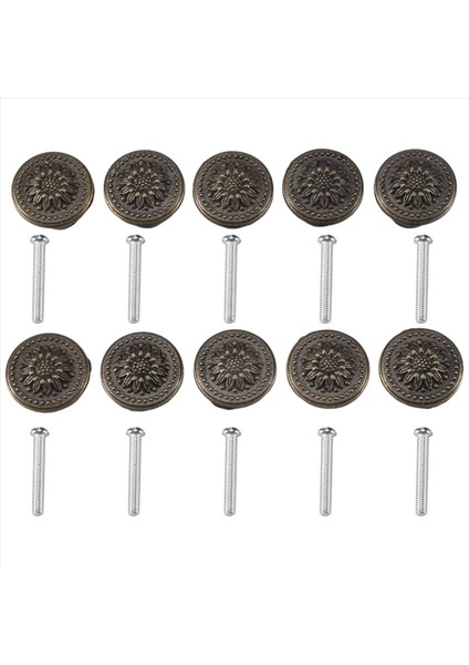 10 Paket Antika Bronz Çiçek Yuvarlak Tutucu Mutfak Dolabı Dolap Kapı Çekmecesi Vidalarla Çekme Düğmesi 25 x 23MM (Yurt Dışından) fiyatları