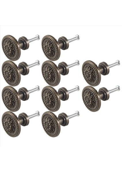 10 Paket Antika Bronz Çiçek Yuvarlak Tutucu Mutfak Dolabı Dolap Kapı Çekmecesi Vidalarla Çekme Düğmesi 25 x 23MM (Yurt Dışından) modelleri