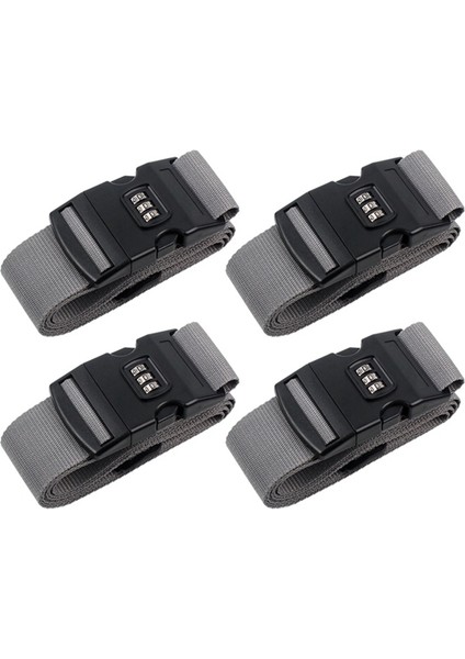 4pcs Bagaj Toka Kayışı Anti-Hırsızlık Şifresi Kilit Paketleme Kemeri Bagaj Kayışı Seyahat Kemeri, Gri (Yurt Dışından)