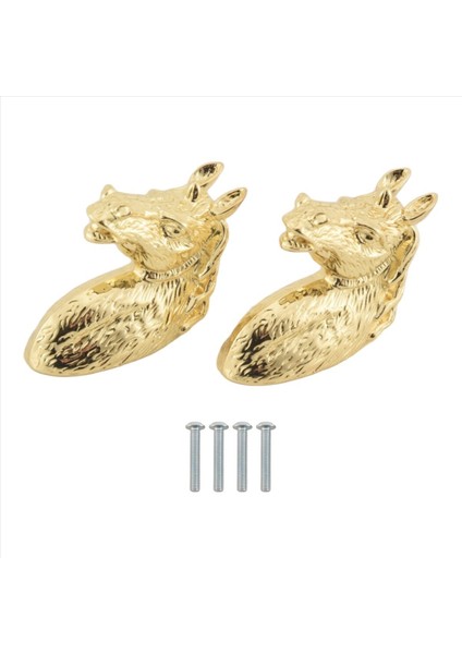 2pcs Antika Kapı Kolları Hayvan Kolu At Başı Çinko Alaşım Dolap Tutamağı Vidalı (Altın) (Yurt Dışından) fiyatları