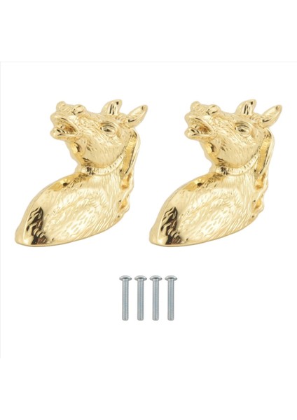 2pcs Antika Kapı Kolları Hayvan Kolu At Başı Çinko Alaşım Dolap Tutamağı Vidalı (Altın) (Yurt Dışından) fırsatları