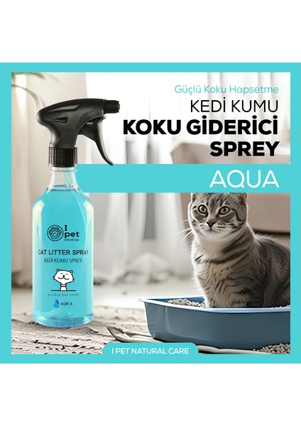 Kedi Kumu Koku Giderici, Aqua 500 ml | Koku Hapseden Doğal Ferahlık Spreyi