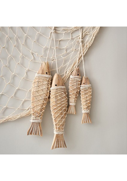 4 Paket Antik El Oyma Ahşap Balık Heykel Dekor Dekoru Balıkçılık Ağı, Plaj Teması Duvar Sanatı Asılı Dekor (Yurt Dışından) modelleri