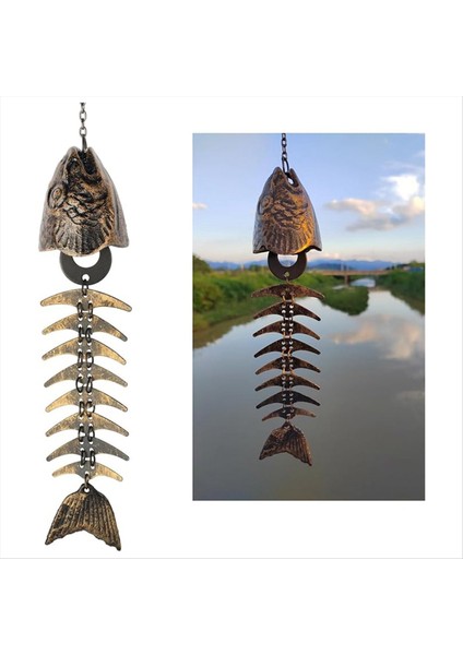 2pcs Balık Rüzgar Şimi, Balık Iskeleti Rüzgarchime, Balık Kemiği Dökme Demir Rüzgar Çanları Vintage Metal Rüzgar Çanları Açık Hava Yatıştırıcı (Yurt Dışından) indirimleri