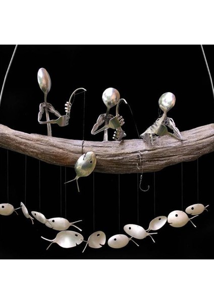 El Işi Balıkçı Kaşık Balık Heykeli Rüzgar Chime Kaşık Balık Heykelleri Rüzgârlı Açık Ev Bahçe Dekoru, B (Yurt Dışından) fiyatları