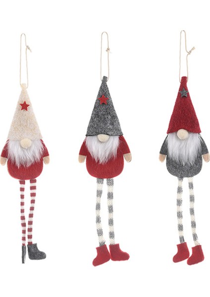 3 Paket Noel Yüzsüz Uzun Bacak Gnome Santa Noel Ağacı Asma Damla Süs Bebek Evi Kolye Hediyeleri (Yurt Dışından)
