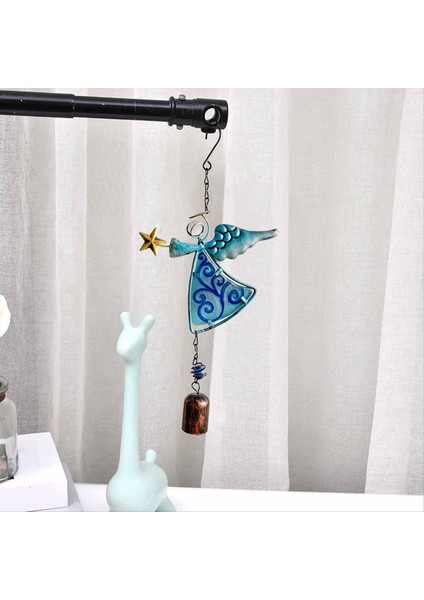 Metal Angel Rüzgar Zil Asma Dekorasyon Süsleme Çanları Kanat Melek Bell Dekoratif Asma Çan Mavi (Yurt Dışından) modelleri