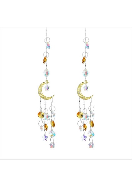 Gold Moon Pentagram Pencere Dekorasyonu Kristal Kolye Sunshine Catcher (Yurt Dışından)