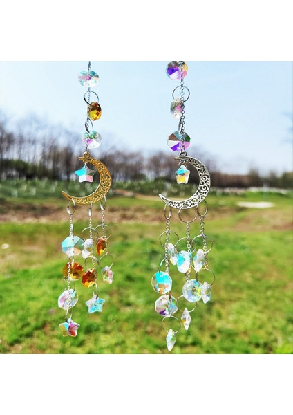 Gold Moon Pentagram Pencere Dekorasyonu Kristal Kolye Sunshine Catcher (Yurt Dışından) modelleri