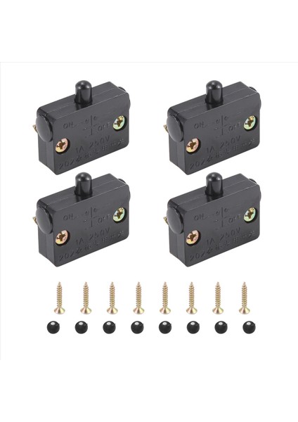 4 Adet Dolap Kapı Anahtarı Dolap Lamba Anahtarı Çekmeceleri 12V 24V 110V Siyah&#39;a Uygulanabilir Yakın Kapıda Açılış (Yurt Dışından)