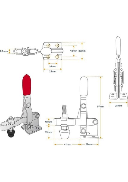 4pcs Dikey Hızlı Salıştırma Geçiş Kelepçesi 102B - 220 Ibs Tutma Kapasitesi W Kauçuk Basınç Uçu (Yurt Dışından) fiyatları