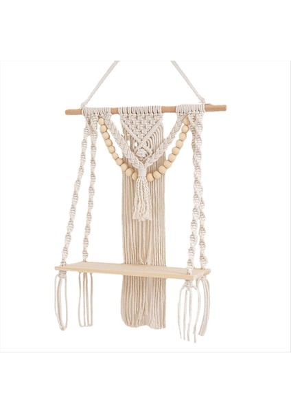 Yatak Odası Dokuma Halat Için Makram Duvar Asma Raf Duvar Dekoru Macrone Duvar Sanatı Boho Banyo Raf Dekoru (Yurt Dışından)