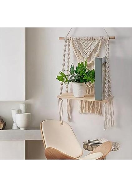 Yatak Odası Dokuma Halat Için Makram Duvar Asma Raf Duvar Dekoru Macrone Duvar Sanatı Boho Banyo Raf Dekoru (Yurt Dışından) fırsatları