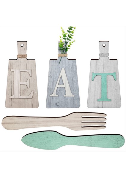 Kesme Tahtası Yemek Işareti Seti Asılı Sanat Mutfak Yemek Işaret Çatal ve Kaşık Duvarı ve Mutfak Dekoru, Bir (Yurt Dışından)