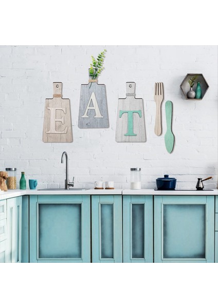 Kesme Tahtası Yemek Işareti Seti Asılı Sanat Mutfak Yemek Işaret Çatal ve Kaşık Duvarı ve Mutfak Dekoru, Bir (Yurt Dışından) fırsatları