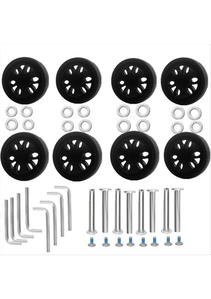 8pcs Bagaj Tekerlekleri Değiştirme Kiti, Dia 2IN/50MM Kalınlığında 0.47IN/12MM Dirençli Kauçuk Sessiz Tekerlek Yedek Bavul A (Yurt Dışından)