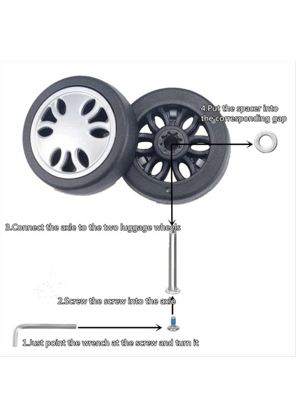 8pcs Bagaj Tekerlekleri Değiştirme Kiti, Dia 2IN/50MM Kalınlığında 0.47IN/12MM Dirençli Kauçuk Sessiz Tekerlek Yedek Bavul A (Yurt Dışından) modelleri