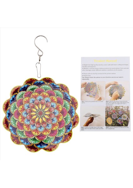 3D Renkli Rüzgar Mandala Katlanabilir Döner Rüzgar Bahçesi Metal Rüzgar Çamlağı (Yurt Dışından)