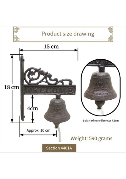 Vintage Bahçe Antika Kapı Zili, Çiftlik Evi Dekorasyonu Için Uygun Büyük Dökme Demir Duvara Monte Metal Kapı Zili, Bir (Yurt Dışından) fiyatları