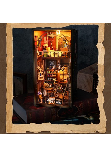 Dıy Kitap Nook Kiti Ahşap Bebek Evi 3D Bulma Bulma Montaj Modeli Inşaat Kitap Ana Dekorasyon (Yurt Dışından) fiyatları