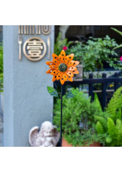 Metal Ayçiçeği Rüzgar Spinner, Bahçe Süslemeleri Için Kinetik Yel Değirmeni Rüzgar Heykeli Açık Hava Dekorasyonları (Yurt Dışından) indirimleri