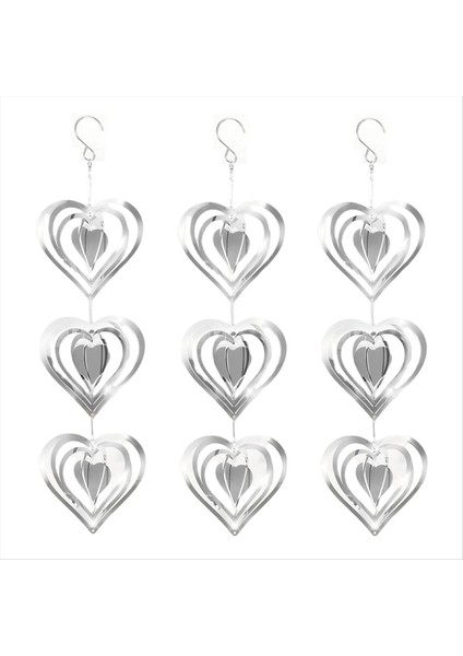 3pcs Kalp Kuş Korkutucu Diskler Seti, Çift Taraflı Kuş Reflektörleri, Son Derece Yansıtıcı Rüzgar Iplikçileri Kuş Cihazları Bahçe Dekoru (Yurt Dışından)