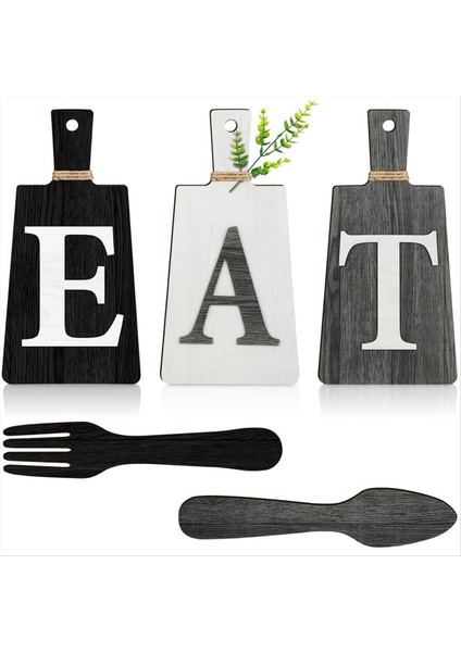 Kesme Tahtası Yemek Işareti Seti Asılı Sanat Mutfağı Yemek Işaret Çatal ve Kaşık Duvarı ve Mutfak Dekoru, B (Yurt Dışından)