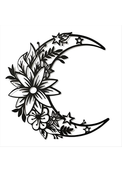 Ay Dekorasyon Duvar Sanat Boho Ay Duvar Ev Dekor Asılı Görünüm Duvar Dekor Metal Asılı Ay Dekor Çiçek Duvarı (Yurt Dışından)