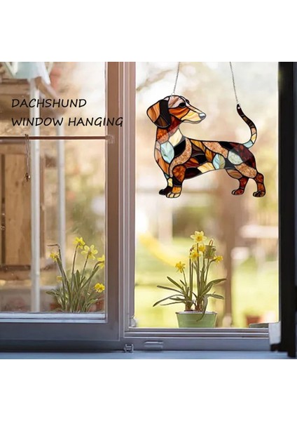 Dachshund Pencere Asılı Suncatcher Güneş Yakalayıcıları Kapalı Açık Pencere Dachshund Köpek Leke Cam Pencere Süsleme 9cm (Yurt Dışından) fiyatları