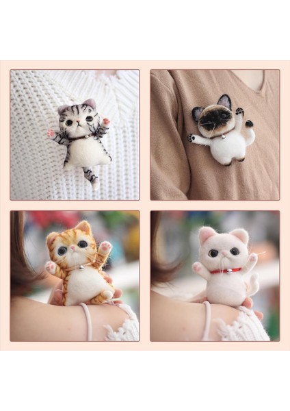 Iğne Keçe Kiti - Yeni Başlayanlar Için Keçi Kitleri Yetişkin, 4 Pc Dıy Kedi Broş Yün Keçe Kiti Öğretim, Yetişkinler Için (Yurt Dışından) indirimleri