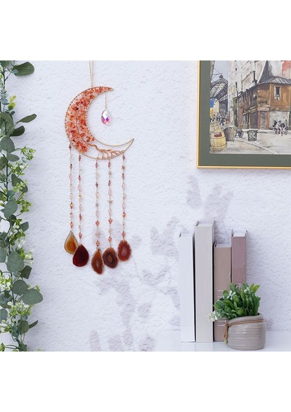 Agate Moon Dream Catchers ile Kristal 7 Çakra Rüya Catchers Renk Duvar Asma Odası Bahçe Dreamcatchers Dekor (Yurt Dışından) fiyatları